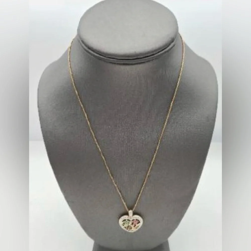 Ross Simon’s Multi-Gemstone Floral Heart Necklace with Diamond Accent - Picture 4 of 6